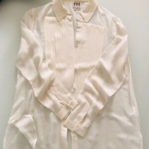 Haute hippie Silk button down long sleeve blouse top size medium